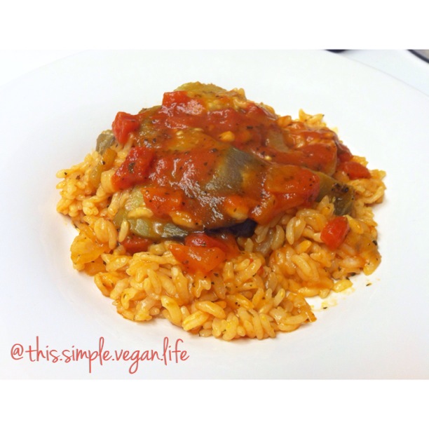 Eggplant Risotto with a Basic Red Sauce 